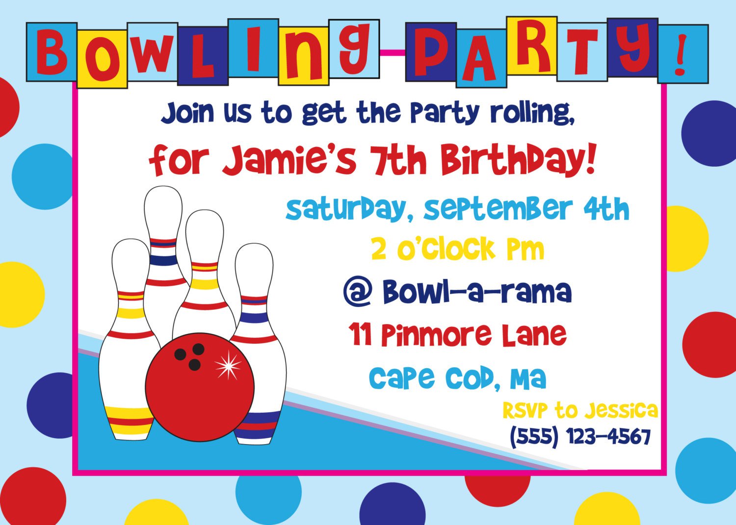 Free Bowling Birthday Party Invitations Print