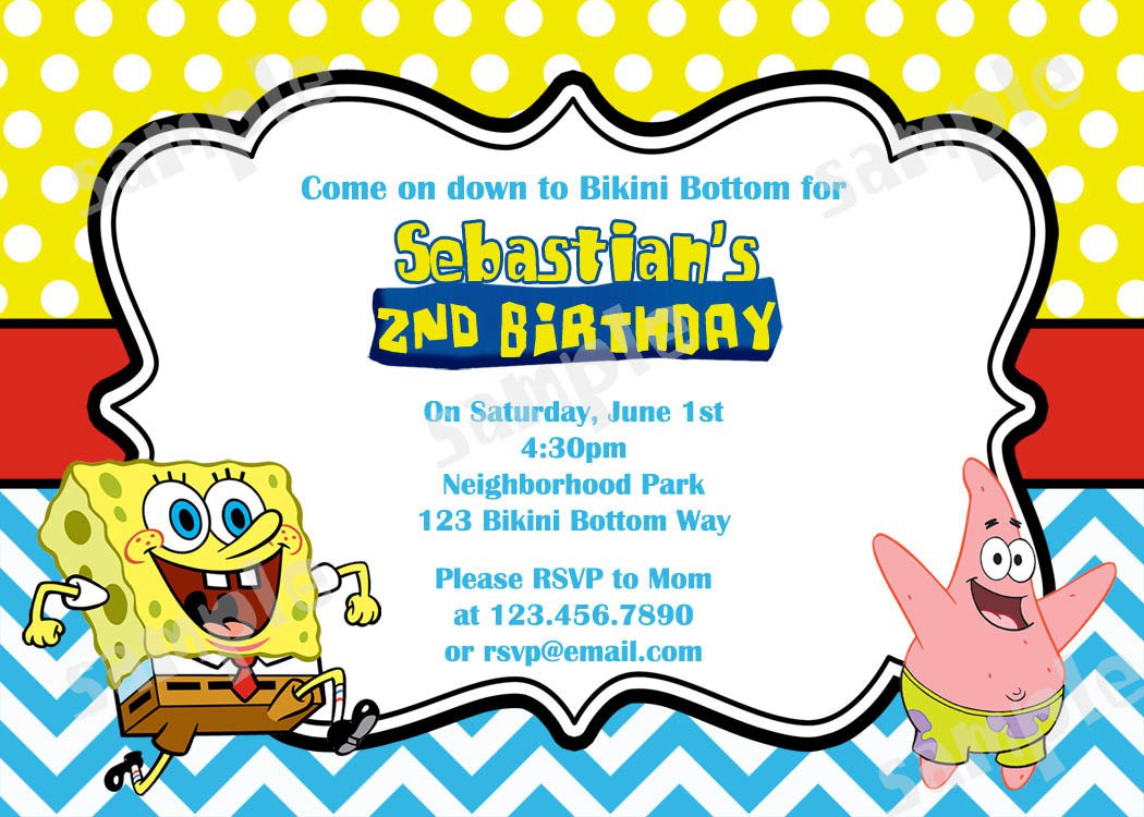 Printable Spongebob Birthday Invitations Kids