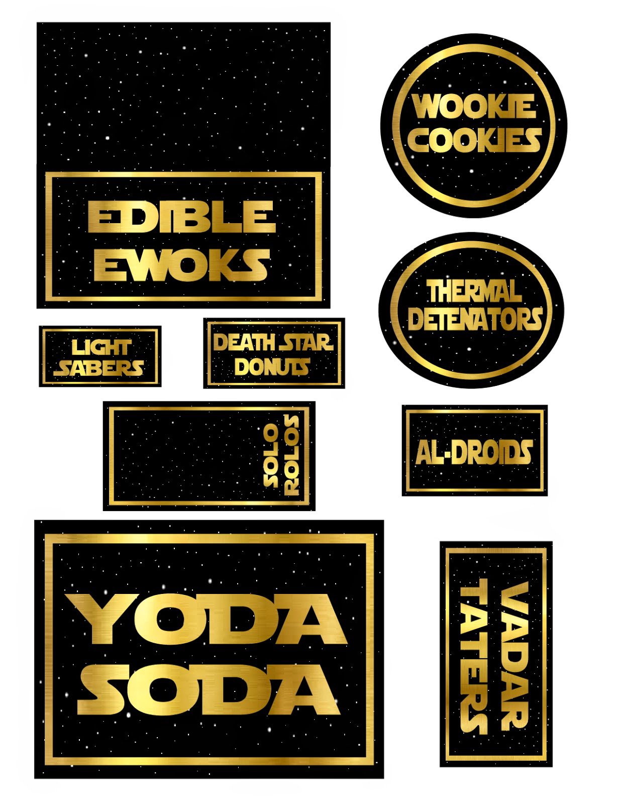 Free Printable Star Wars Food Labels Printable Word Searches