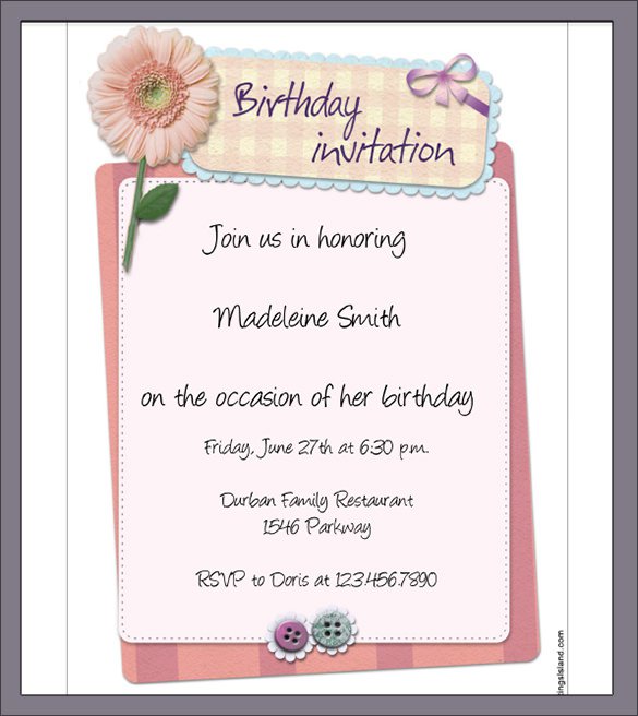 Birthday Invitation Card Format