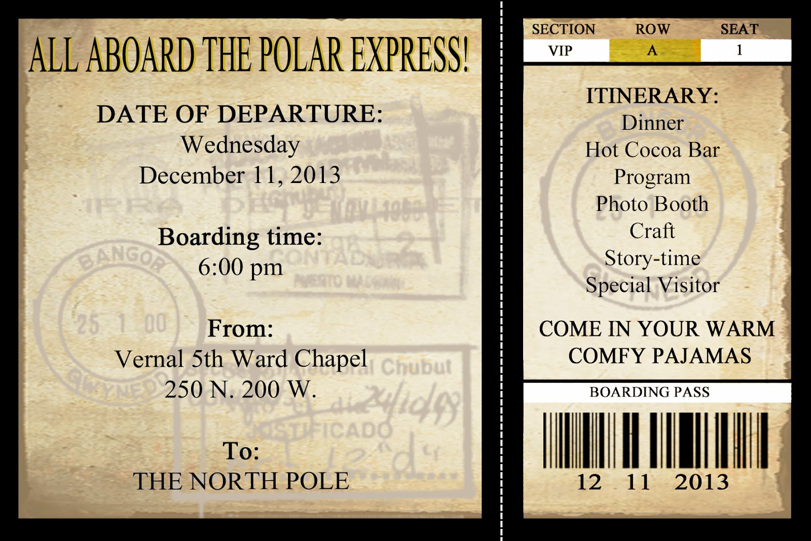 Polar Express Party Invitation Printable