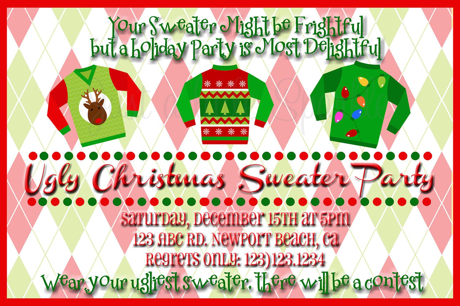 Ugly Christmas Sweater Party Flyer Invitation Templates