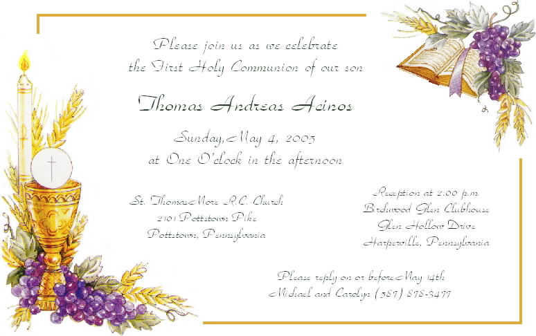 First Holy Communion Invitation Free Templates