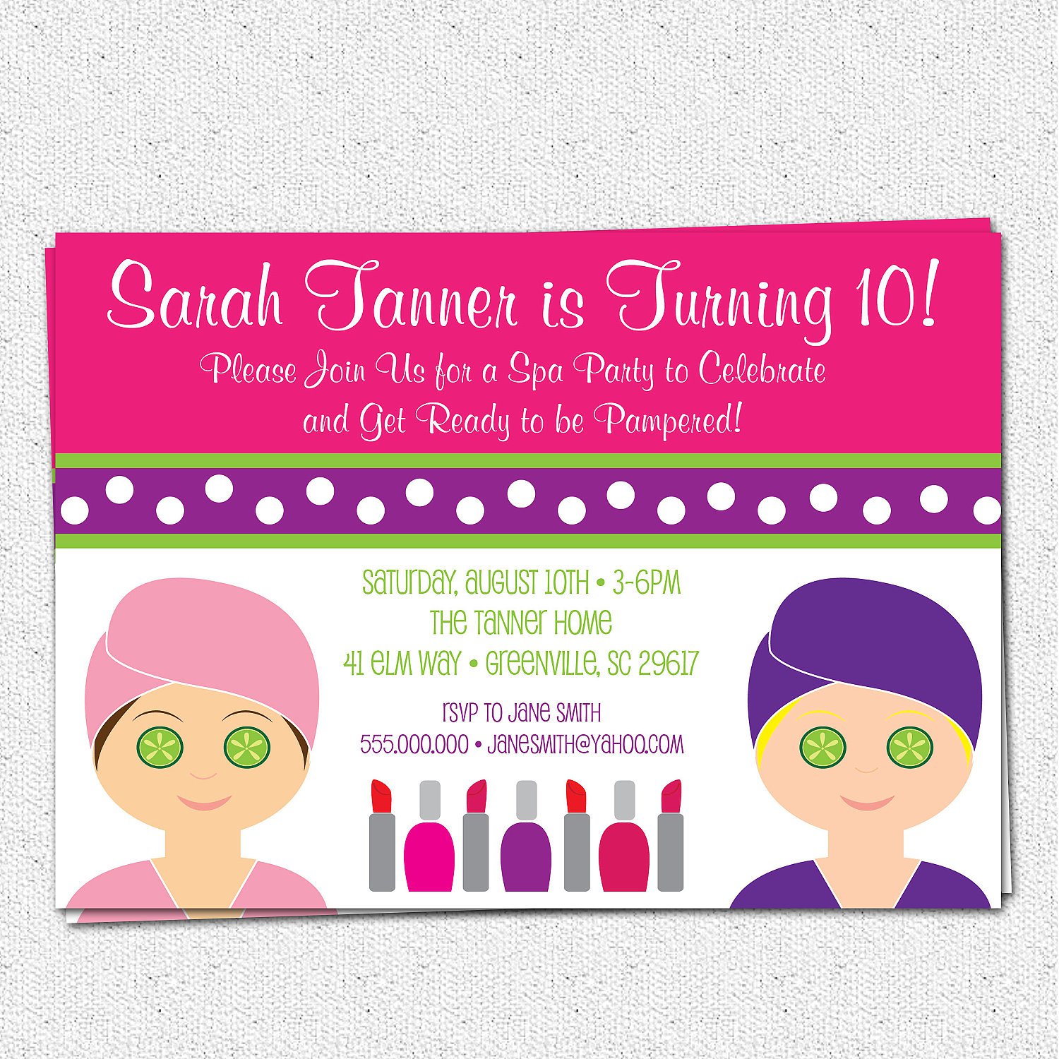 Pamper Party Invitations Free