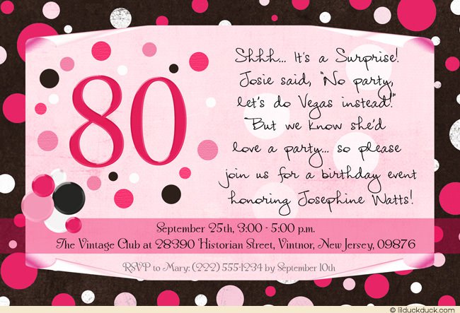 Surprise 80th Birthday Invitation Templates