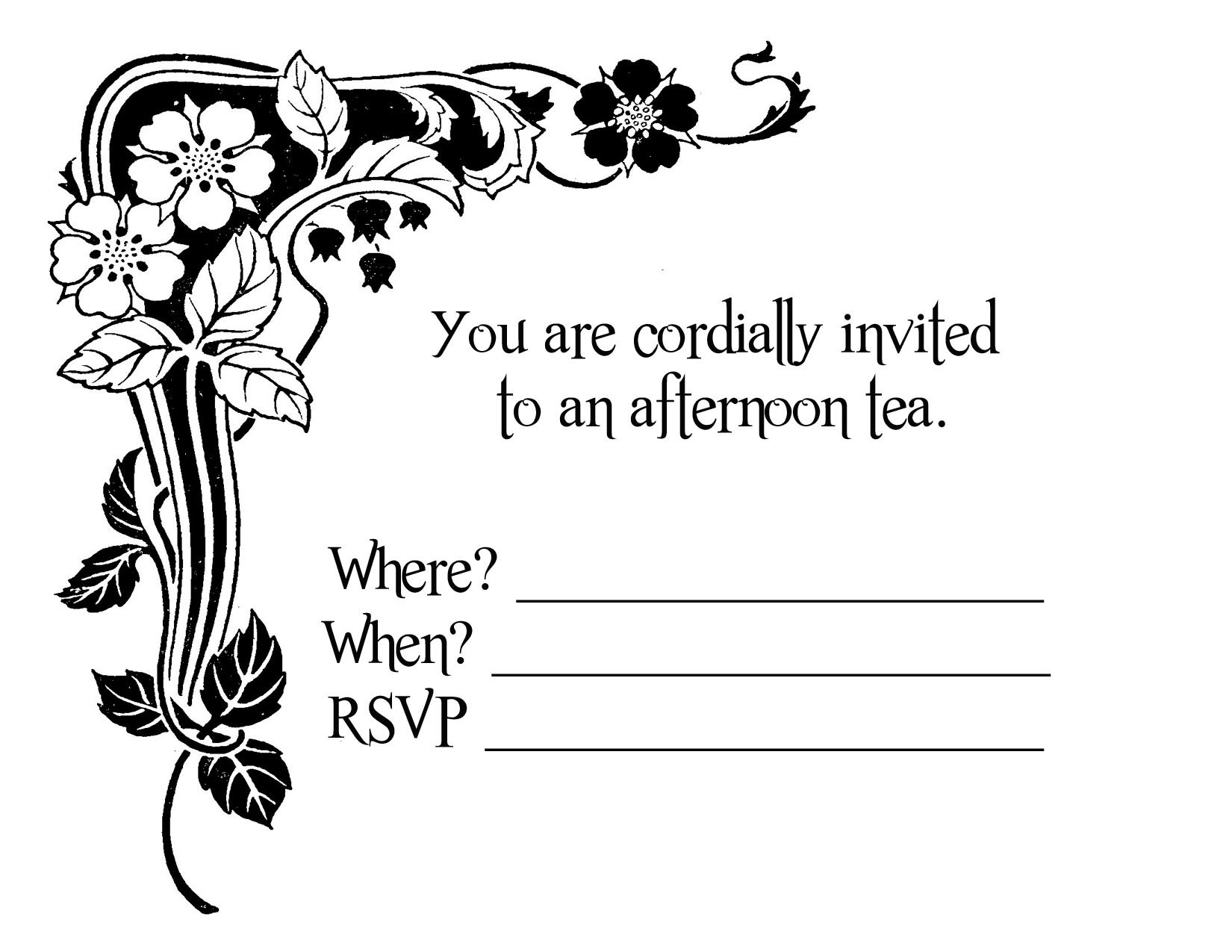 Tea Party Invitation Blank Templates