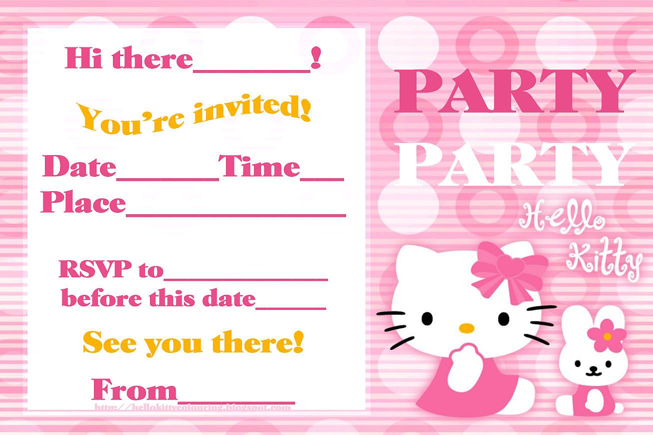 Free Printable Hello Kitty Pool Party Invitations