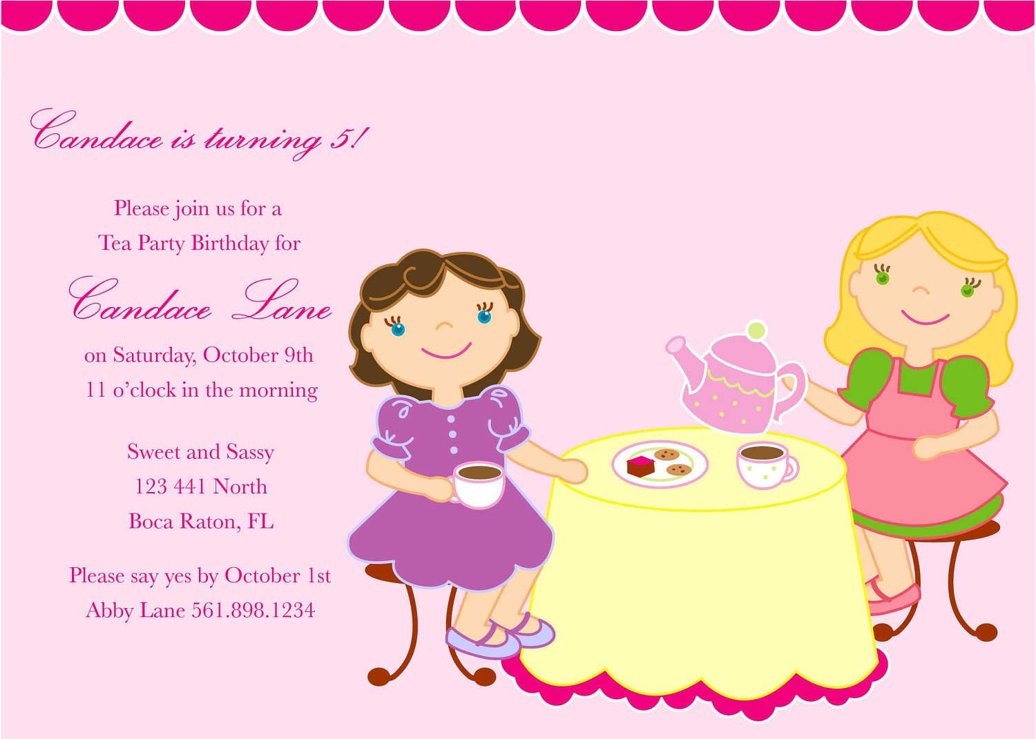 Printable Tea Party Invitations For Little Girls