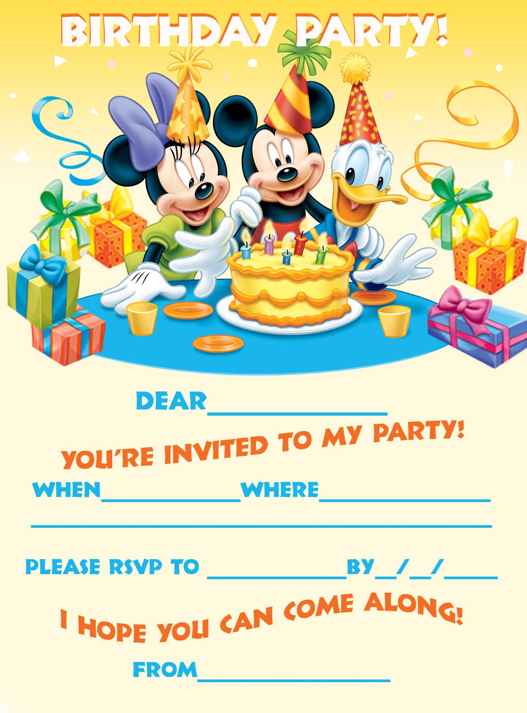 Birthday Invitations Free Printable Mickey Mouse
