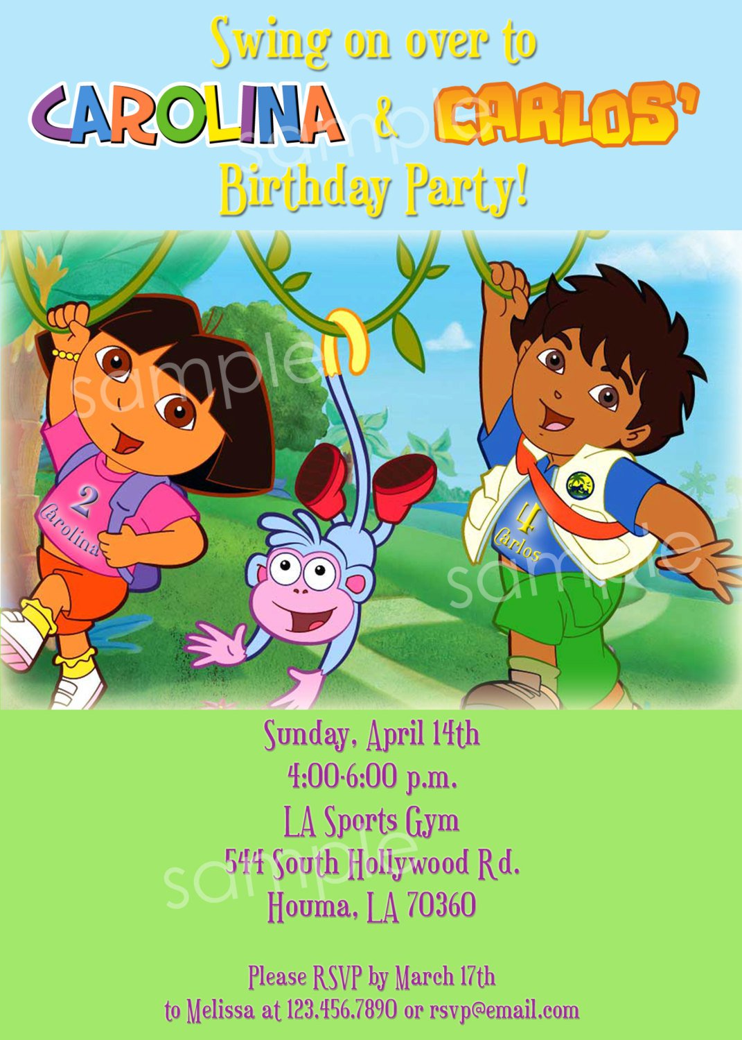 Dora Diego Printable Party Invitations