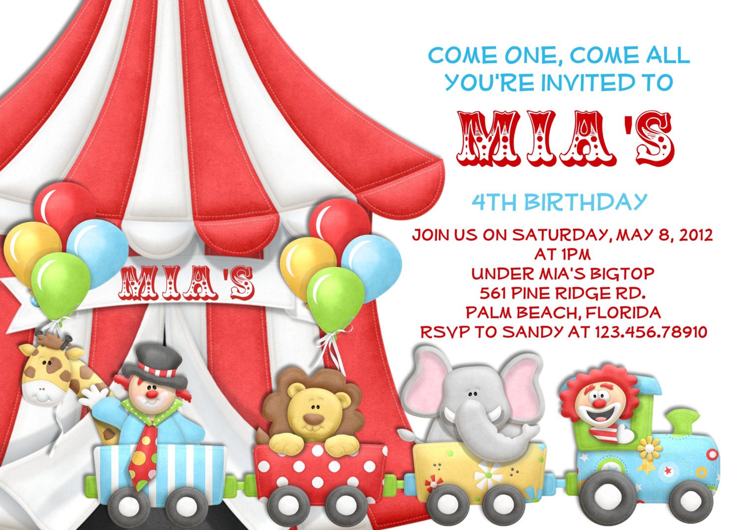 Free Circus Birthday Invitations Printables