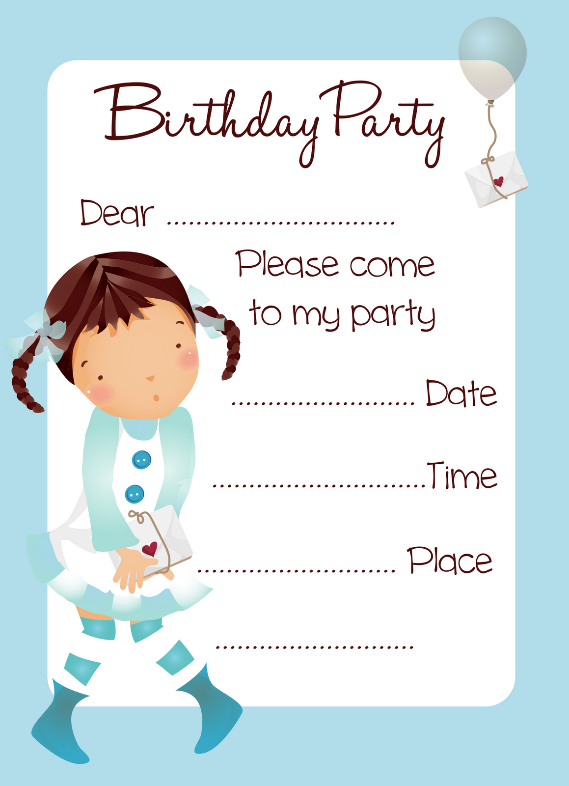Free Girls Party Invitations To Print 2018