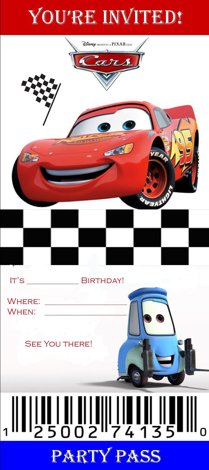 Free Printable Birthday Invitations Cars Disney