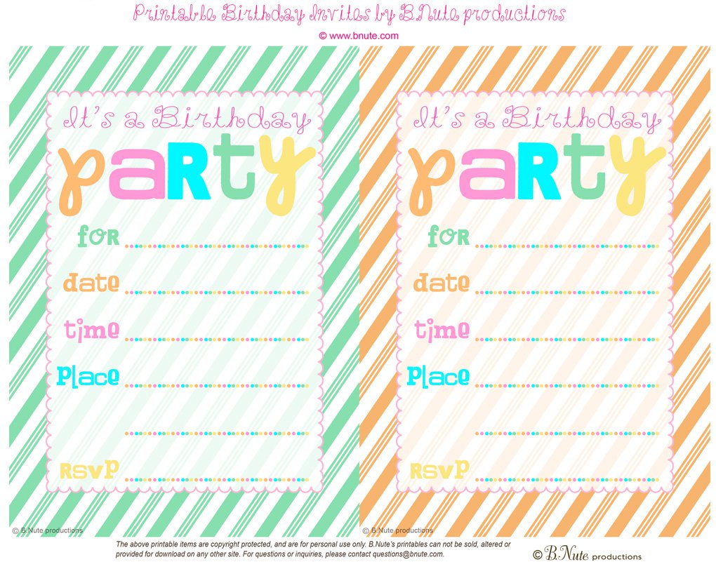 Free Printable Birthday Party Cards