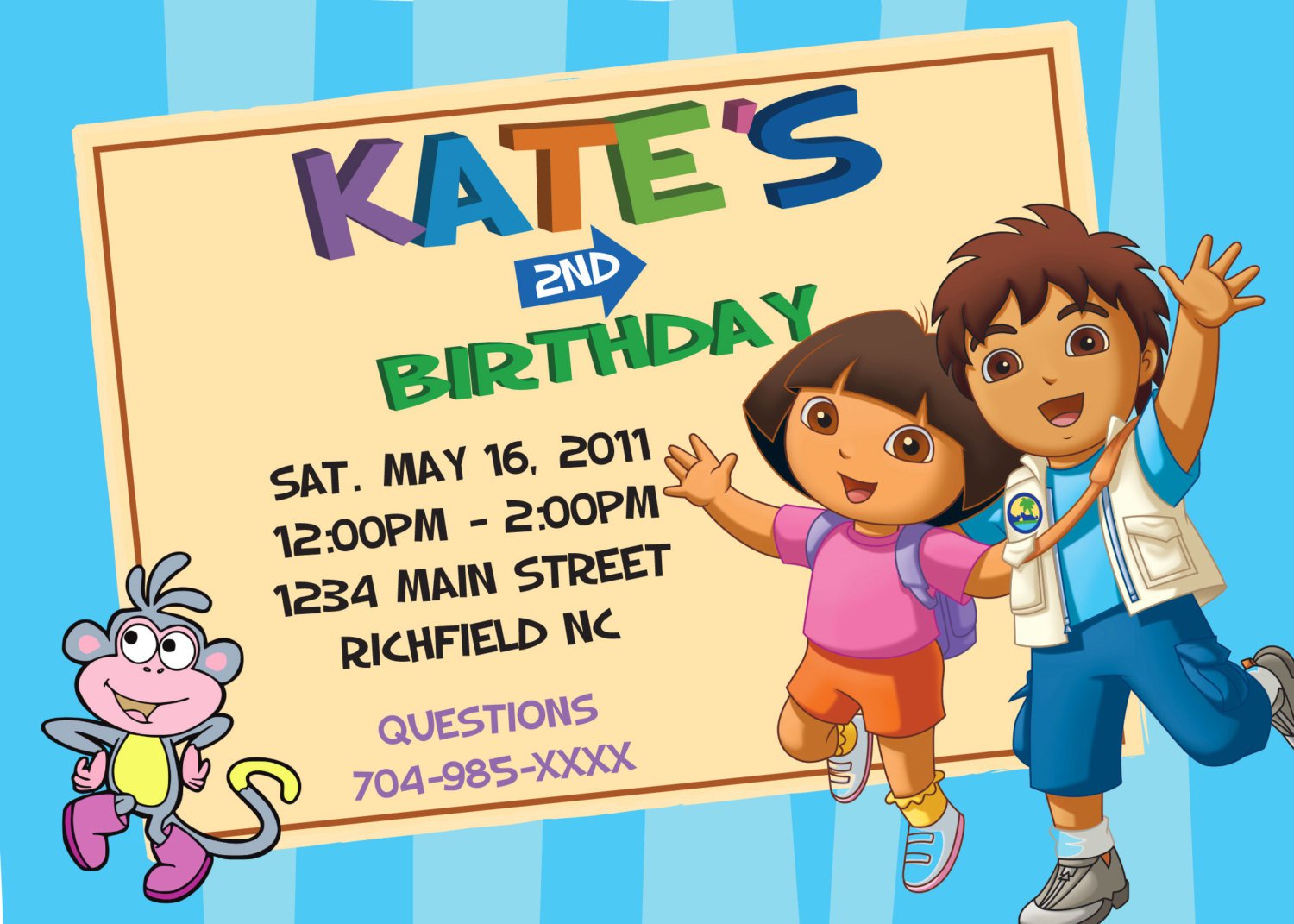 Dora Party Invitations Printable Free - Invitation Design Blog