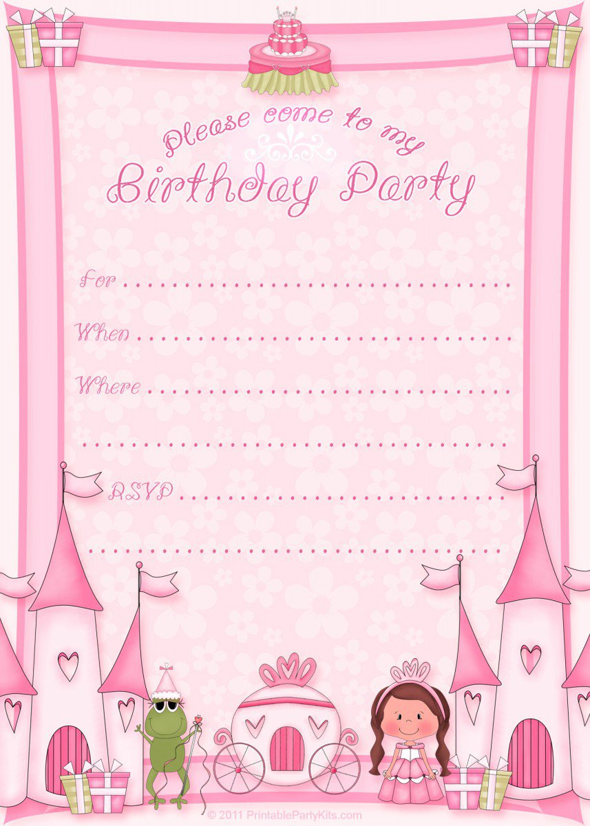 Free Printable Princess Party Invitations 2018