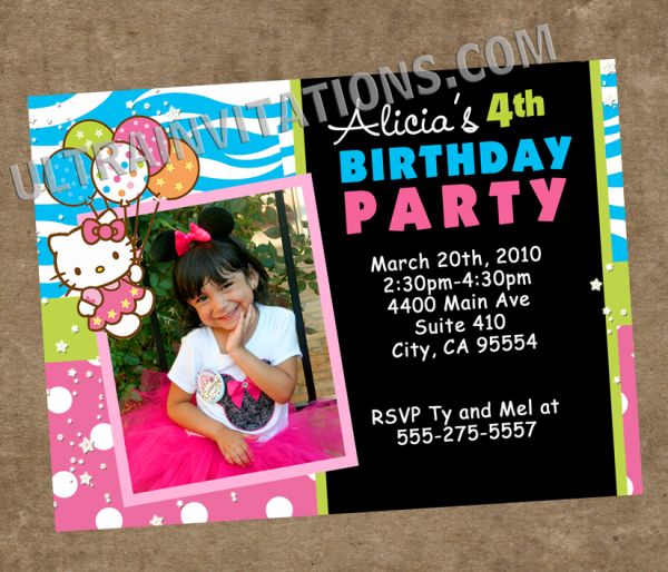 Hello Kitty Birthday Invitation Cards Print 2016