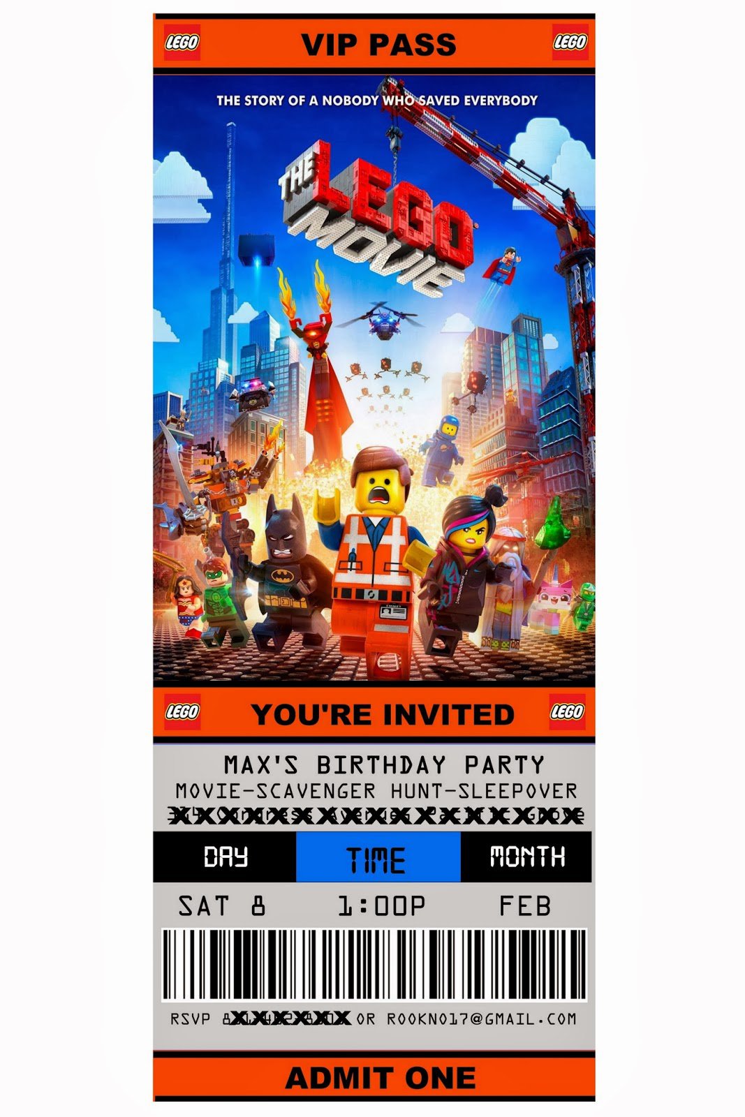 Lego Movie Birthday Invitations Printable