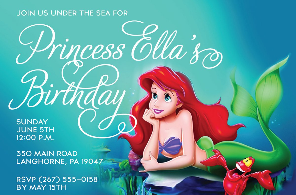 Little Mermaid Printable Birthday Invitations Free