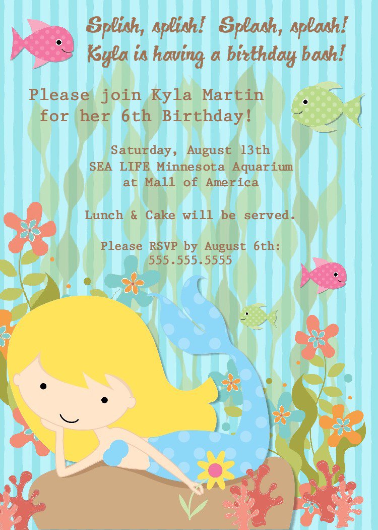Printable Little Mermaid Party Invitations 2018