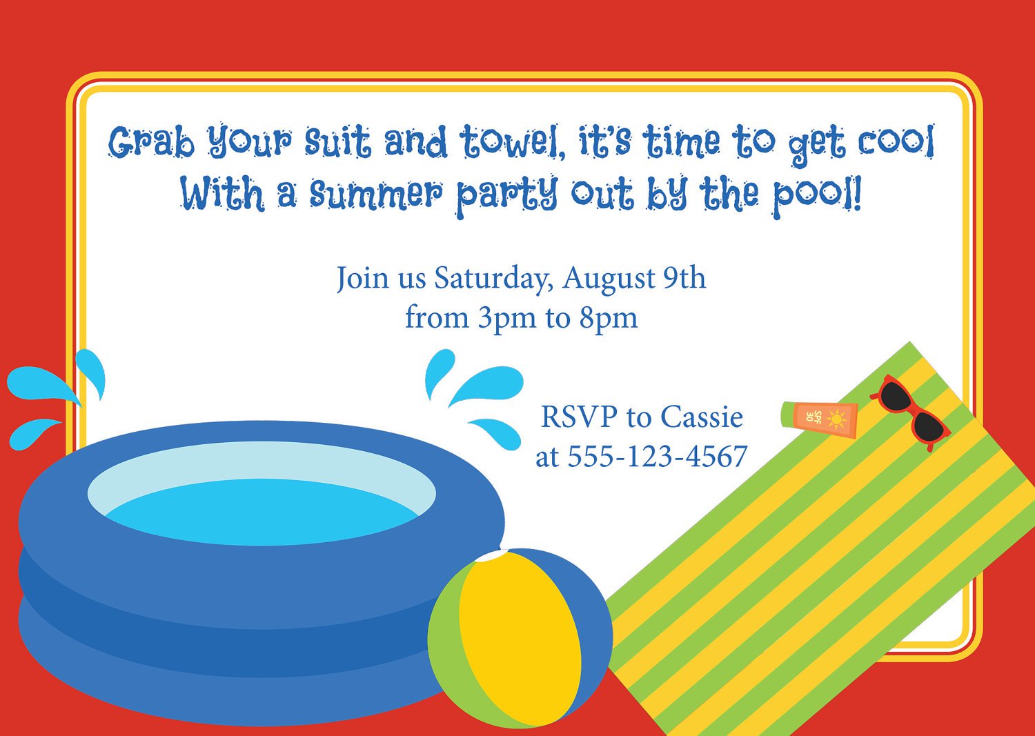 Printable Pool Party Invitations For Kids