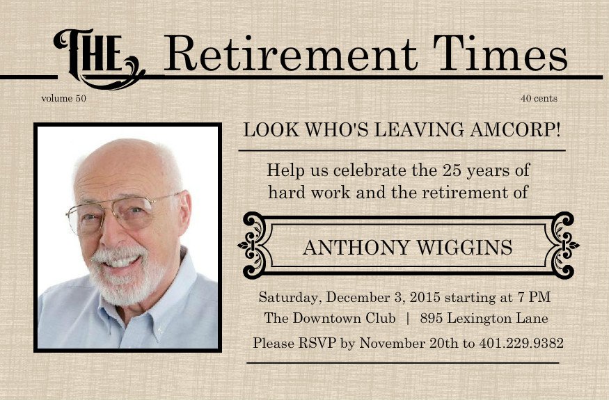 Printable Retirement Party Invitations Ideas Free 2015