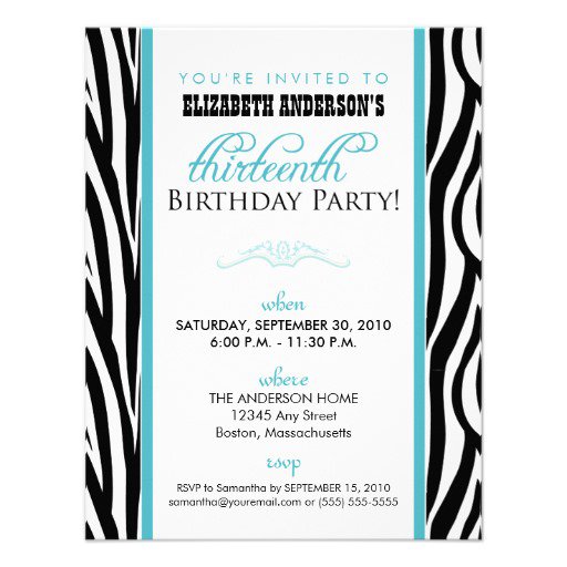 Printable Zebra Print Birthday Invitations 2015