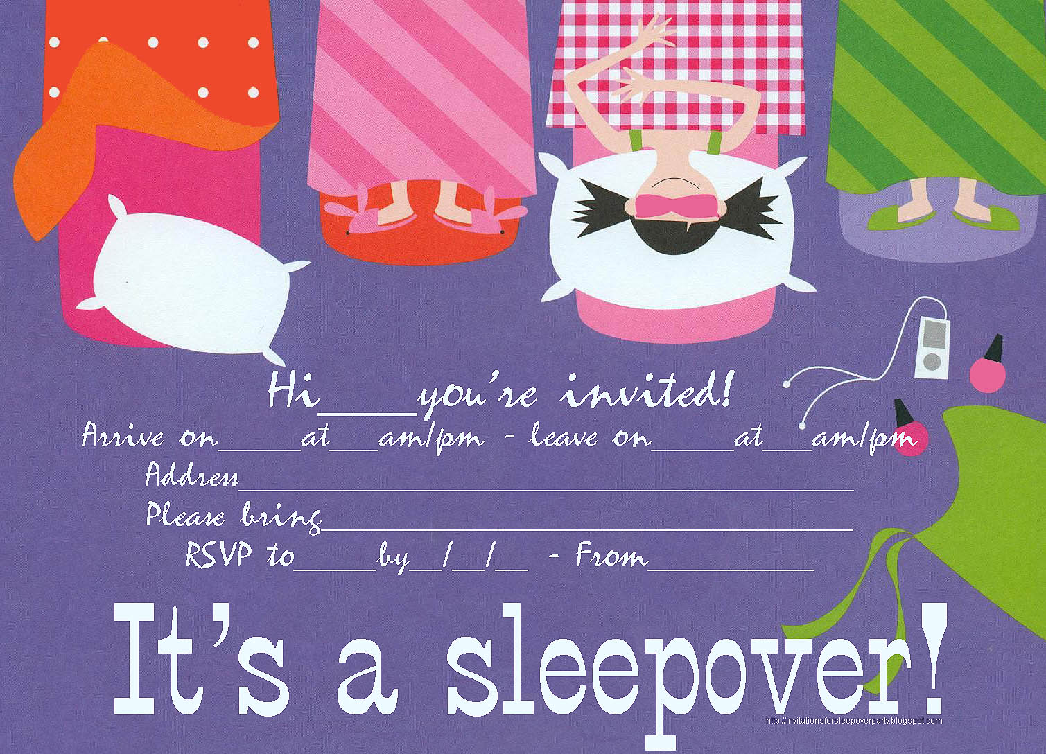 Slumber Party Invitations To Print