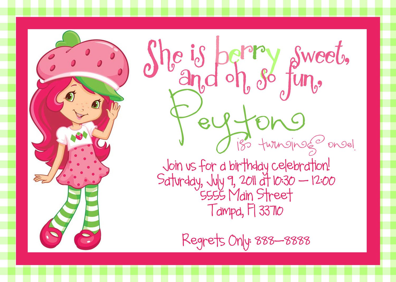Strawberry Shortcake Printable Invitation Cards