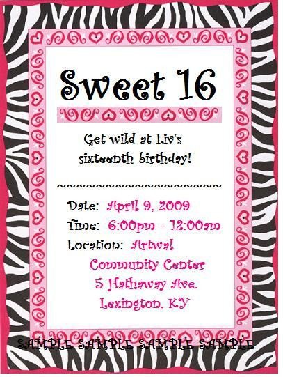 Sweet 16 Free Printable Party Invitations 2016