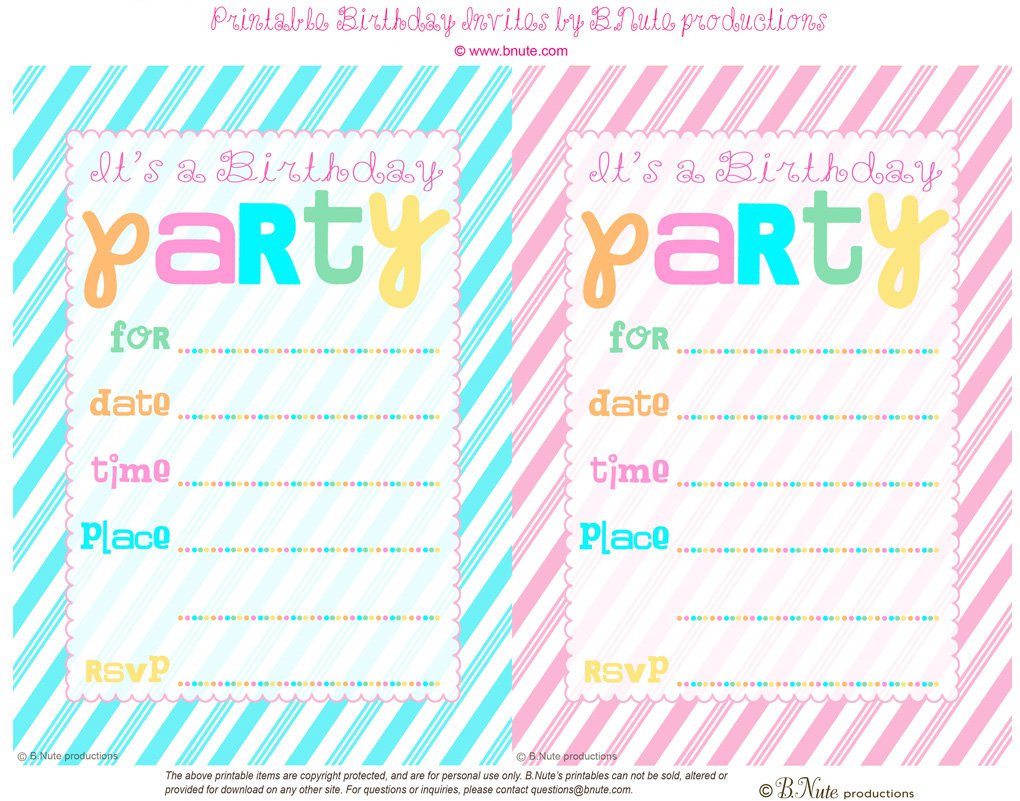 11 Year Old Girl Birthday Invitation Free Printable Cards