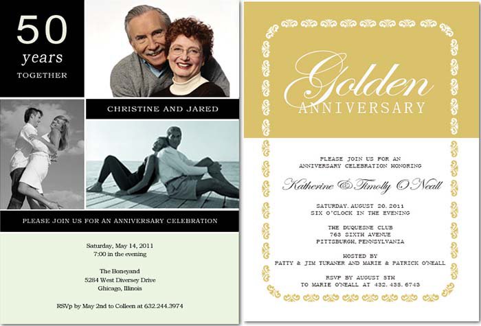 50th Wedding Anniversary Celebration Invitations
