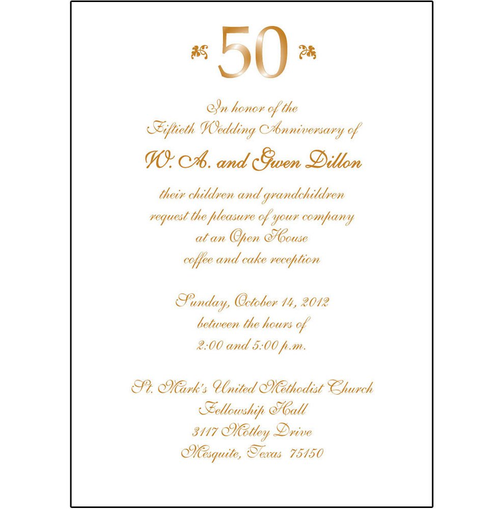50th Wedding Anniversary Party Invitations Templates