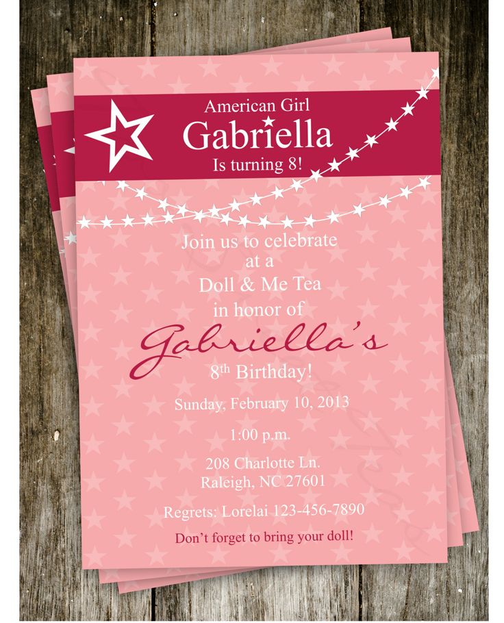 American Girl Birthday Party Invitation Ideas