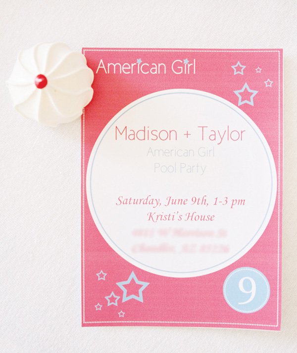 American Girl Birthday Party Invitations