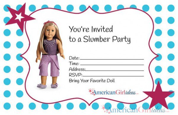 American Girl Doll Invitation Blank