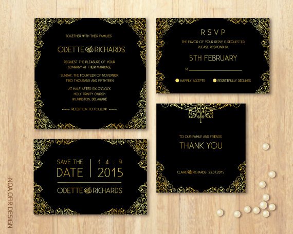 Black Wedding Invitation Sets