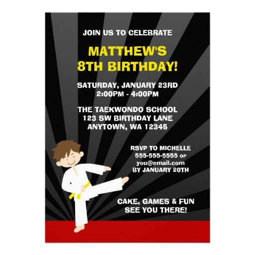 Boys Karate Birthday Invitations