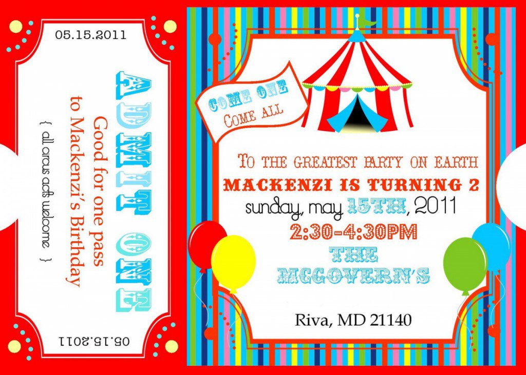 Carnival Ticket Invitations Printable