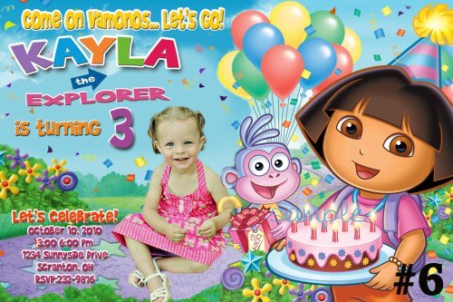 Custom Dora Birthday Invitations