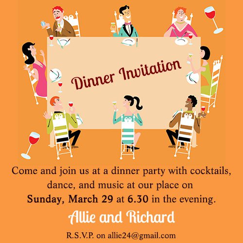 Dinner Party Invitation Wording Casual