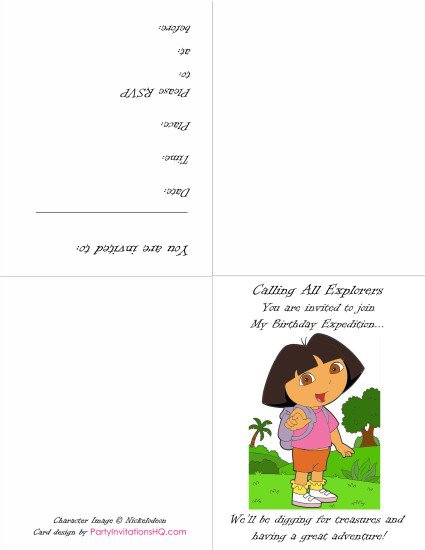 Dora The Explorer Invitations Printable Free