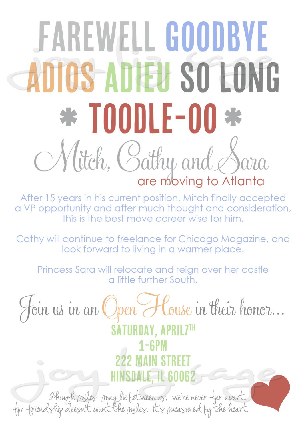 Fare Well Party Invitation Printable