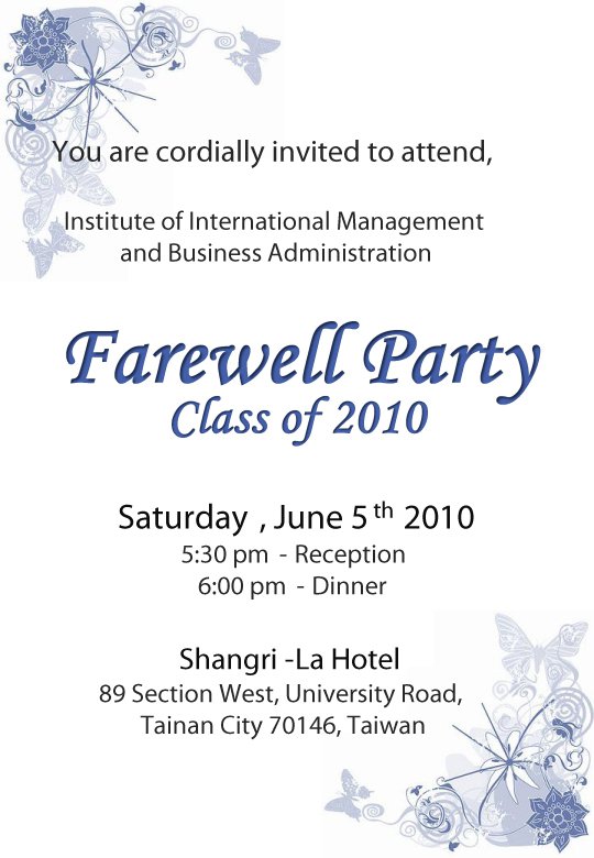 Farewell Party Invitation Cards For Seniors