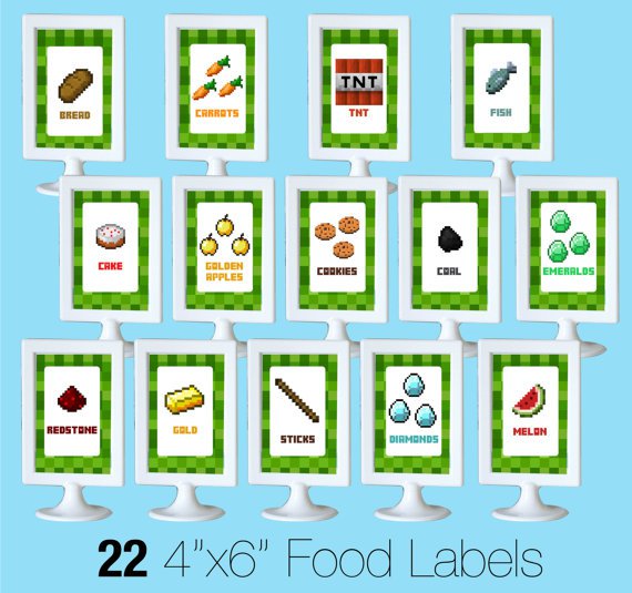 Free Minecraft Party Printables Food Labels