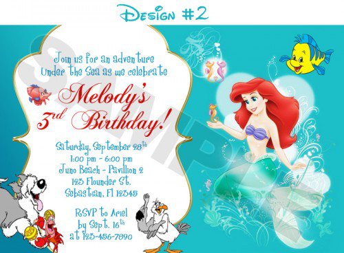 Free Printable Ariel Birthday Party Invitations