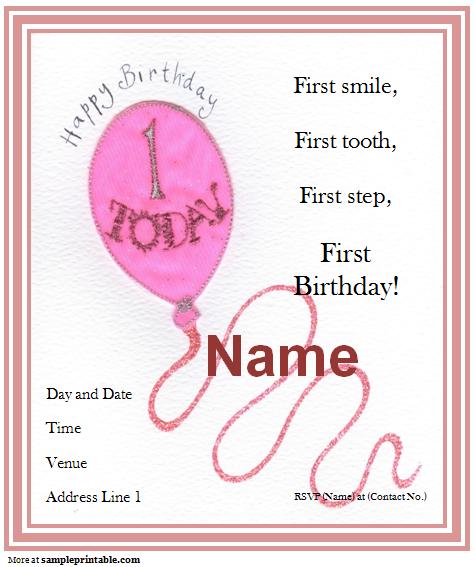 Free Printable Birthday Invitations For First Birthday