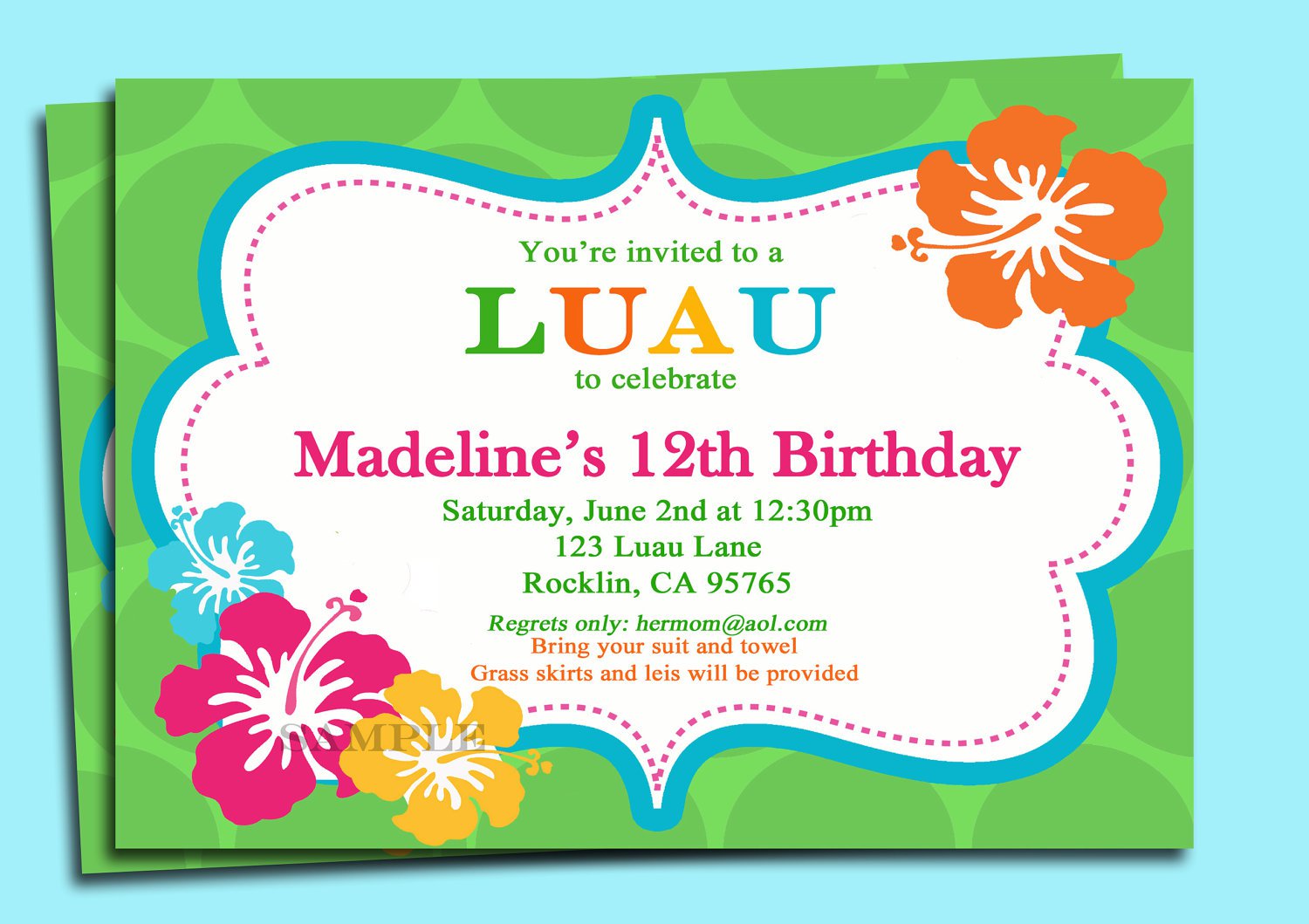 Free Printable Hawaiian Luau Party Invitations