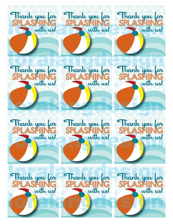 Free Printable Pool Party Favor Tags