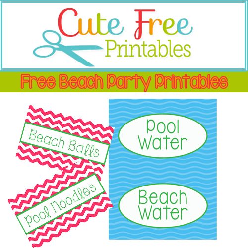 Free Printable Pool Party Food Labels